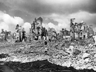 Bombed shelled ruins of Saint-Lô 1944
