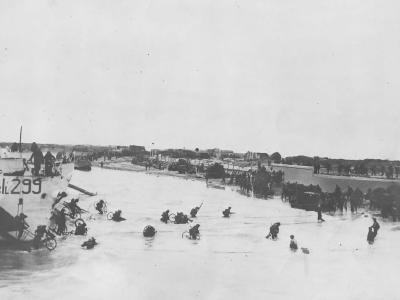 British Troops with Bicycles Land on Normandy Beach D-Day 1944