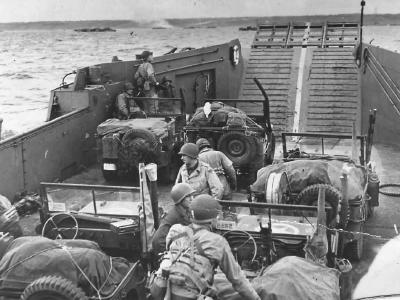 D-Day Allied Men and equipment approach French coast