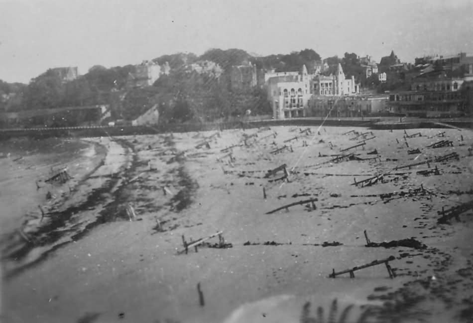 D Day Beach With Obstacles And Debris Normandy June 1944