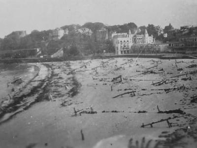 D Day Beach With Obstacles And Debris Normandy June 1944