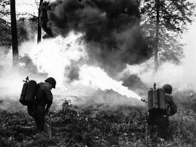 Flame throwers training in England before D-Day 1944