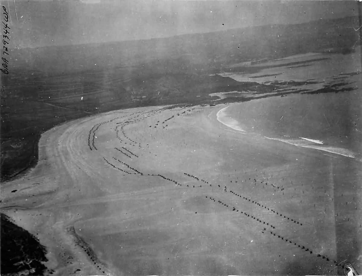 German Beach Defenses Set up along Cherbourg Peninsula 1944 Normandy