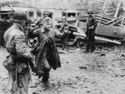 German Surrenders hands up in Cherbourg 1944