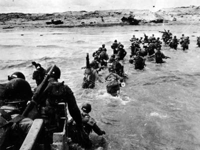 Invasion of Normandy D-Day Troops Wading Through Water