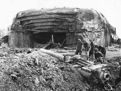 Knocked Out Crisbecq battery at Saint Marcouf Normandy 1944