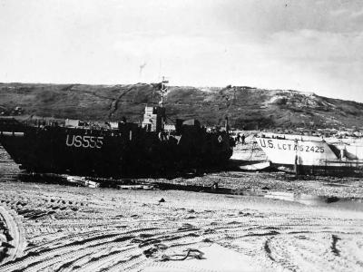 USS LCT-555 stuck on the beach Normandy Invasion