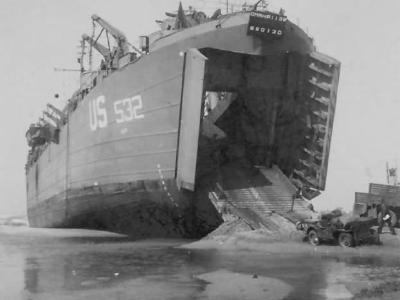LST 532 Unloads Jeep On Omaha Beach D-Day Normandy 1944