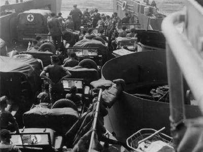 Normandy LST June 1944 Trucks and Jeeps