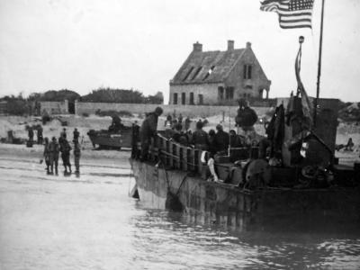 Normandy invasion D-Day US LST and Soldiers