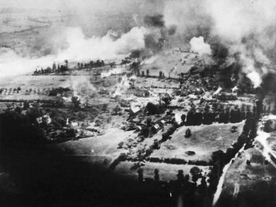 RAF daylight raid on German ammo dump near Falaise August 1944