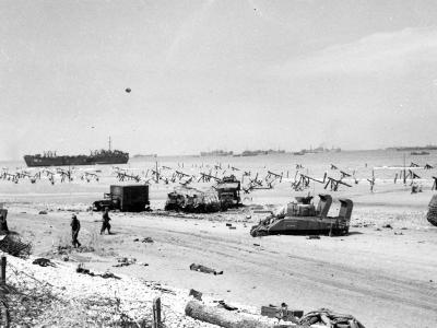 Scene on Omaha Beach on the afternoon of D-Day