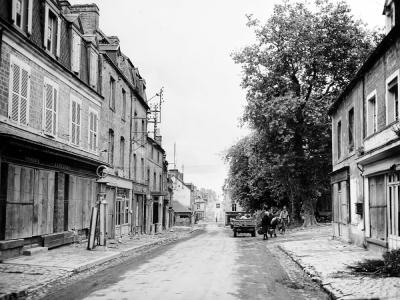 Street scene in Sainte-Mère-Église inland from Utah Beach on 10 June 1944