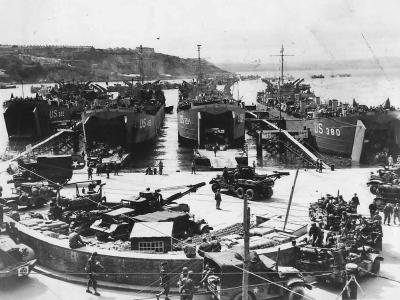 Troops load LSTs at Brixham England for D-Day Invasion 1944