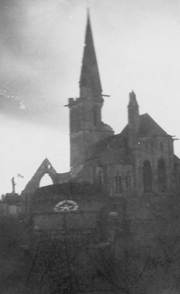 Truck And Bombed Church Near Vierville Normandy June 1944