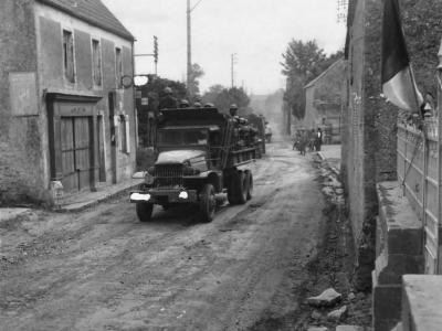 Truckload American Troops Advance from Allied Beachhead in France Normandy June 1944
