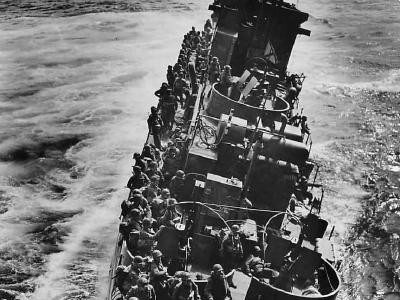 USS LCI(L)-85 just before sinking off Omaha Beach on D-Day