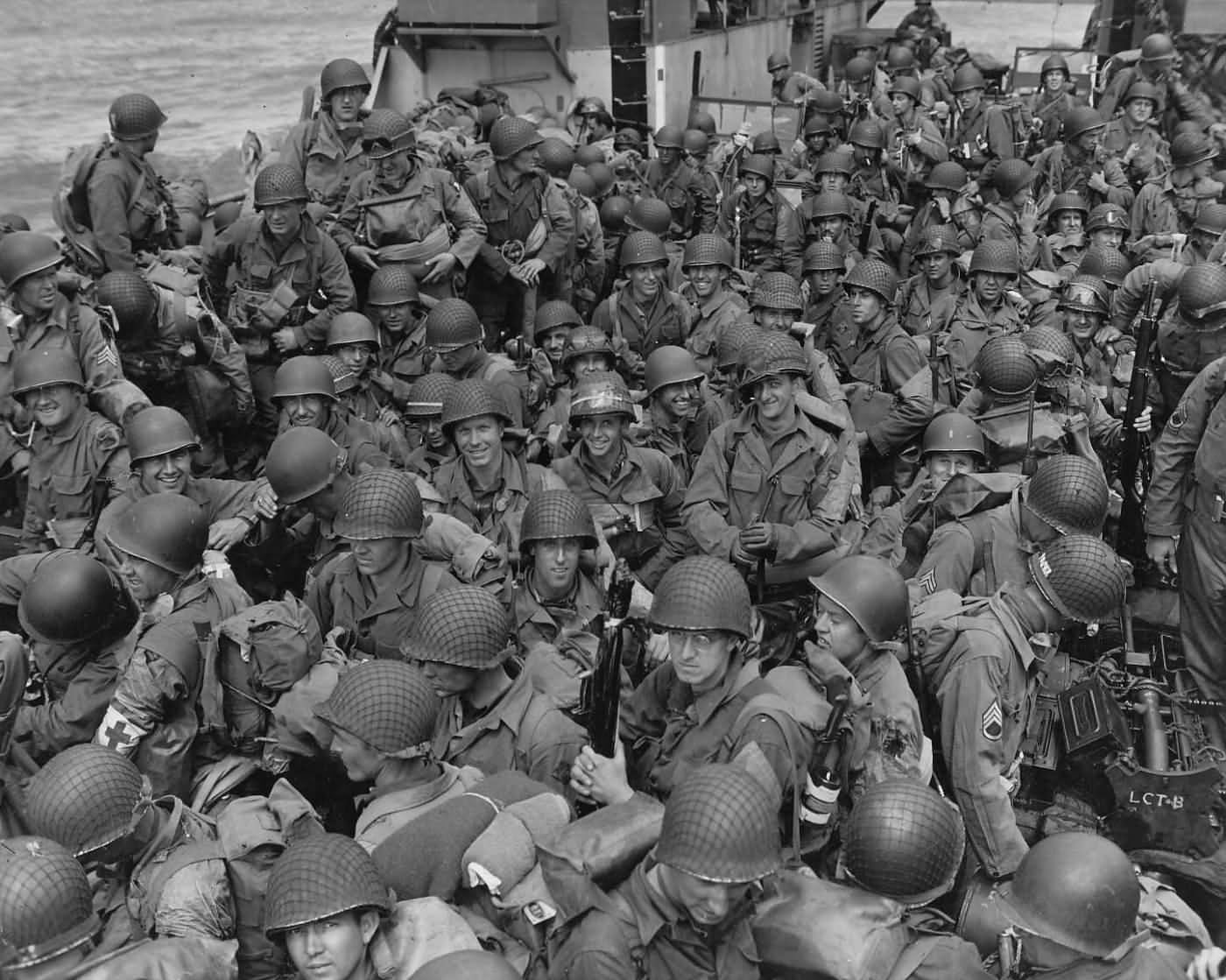 US Army GI’s On LCI Landing Craft For D-Day Invasion Normandy June 1944
