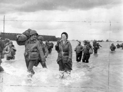 US Army Nurses wade ashore Omaha Beach 12 June 1944