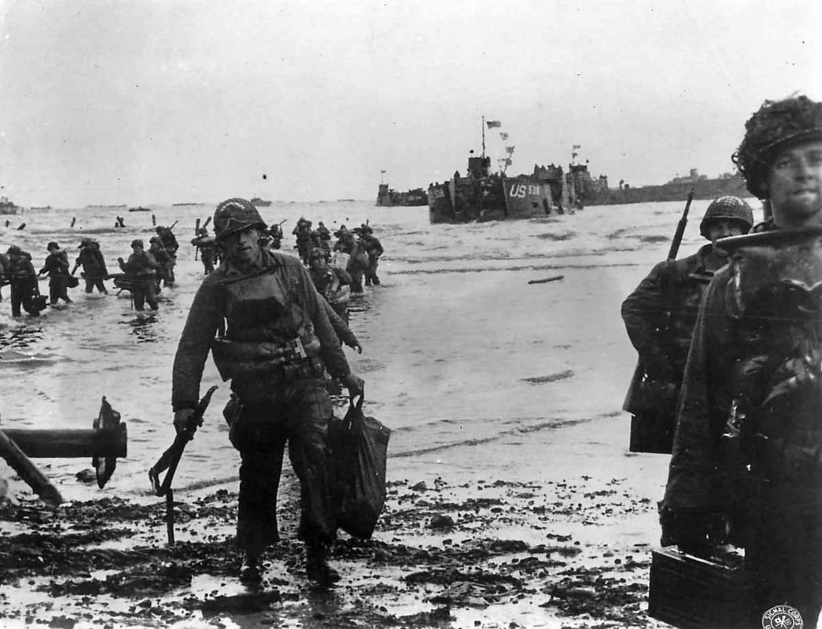 US assault troops landing on Utah Beach on D-Day
