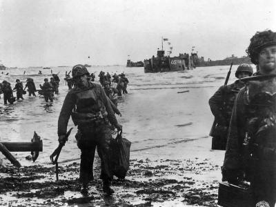 US assault troops landing on Utah Beach on D-Day