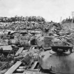 Wreckage of American and German Tanks off D-Days Utah Beach Normandy June 1945