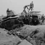 German soldiers examining knocked out Char B1 bis tank 1940