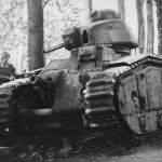 knocked out Char B1 bis tank front view