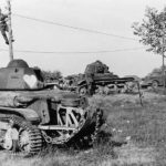 Renault R-35 equipped with trench crossing tail