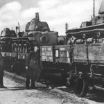 Renault R35 tanks on railroad flat cars