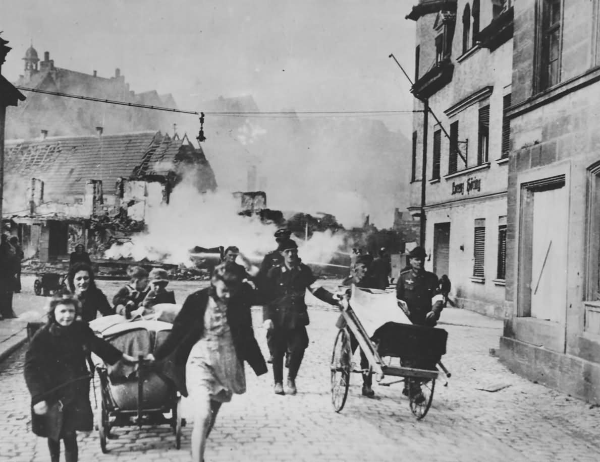 Civilians Leave Kronach Before 11th Armoured Division Arrive 27 April 1945