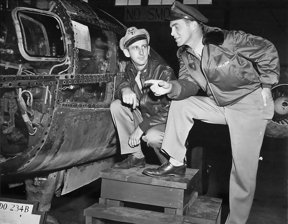 U.S. Airmen examine an Ar 234 at Freeman Field 1945