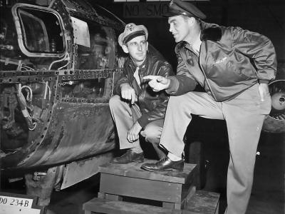 U.S. Airmen examine an Ar 234 at Freeman Field 1945