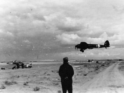 Bf109 F 5.JG 27 and He111 Martuba airfield Africa 1942