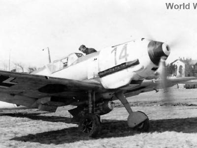 Bf 109 E „14” of the 2/Sch.G. 1, Werl, Spring 1942
