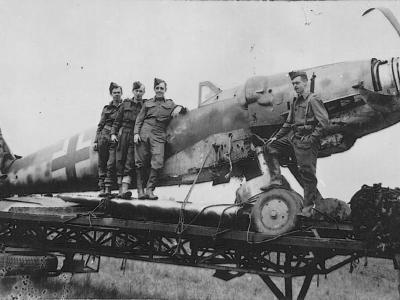 Wreck of Bf 109 G-6 W.Nr 413 601 „black 7” Uffz. Jakob Vogel 8/JG 1 Fontenay-le-Pesnil 22 July 1944