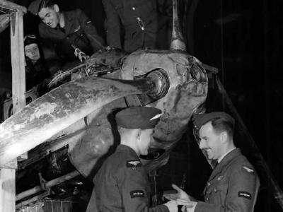 RAF pilots inspect Me109E at Southeast Air Corps Training Center
