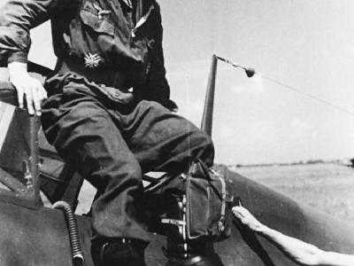 Walter Oesau Gruppenkommandeur of III/JG 3 on his Bf 109, 1941