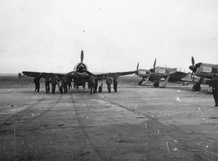 Focke Wulf Fw 190 fighters on Airfield