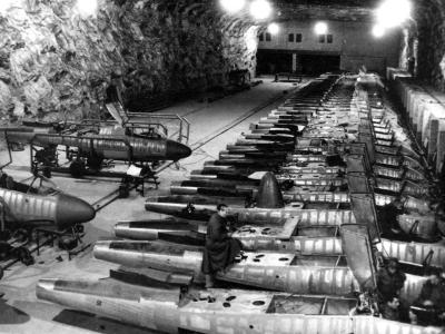 Assembly line of the He 162 Volksjäger at Eger