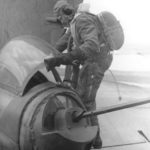 Gunner climbs into the tail turret of a He 177