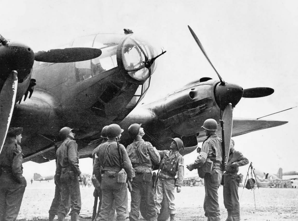 US Soldiers with Captured Luftwaffe He111 Bomber North Africa