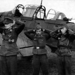 Captured German personnel with Ju 87D 1945