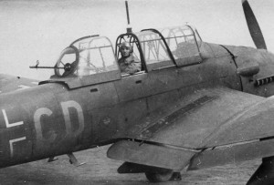 Junkers Ju87 B code 6G+CD of StG 51 rear gunner in his position
