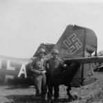 captured Junkers Ju 87 tail and US soldiers