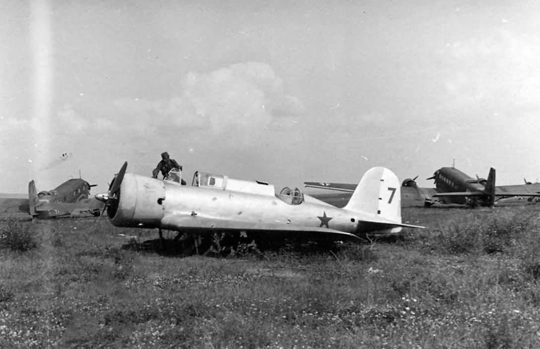 Nieman R 10 „7” and Ju 52 at a captured Soviet airfield