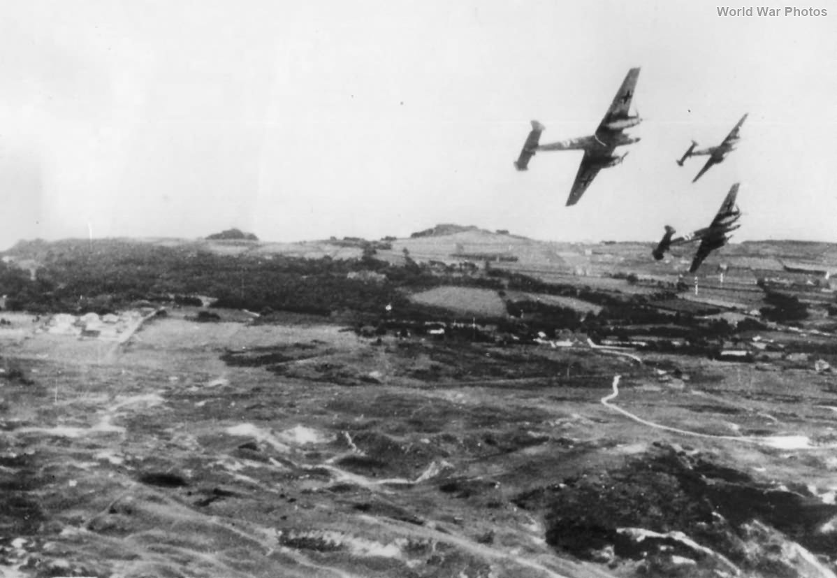 Bf110s take off for raid on England