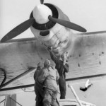 Luftwaffe ground crew work on engine of a Me 323
