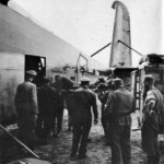 Wounded soldier being unloaded from a Me323 aircraft