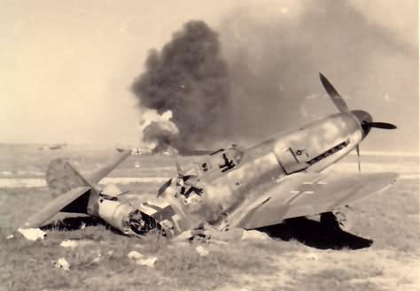 Destroyed Me 109F of III/JG 51 based at Dugino in the Summer of 1942